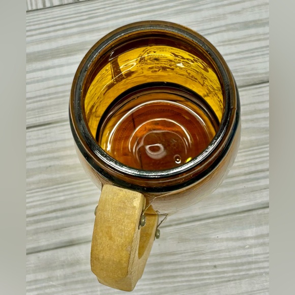 Vintage Siesta Ware Cape Cod Mug Amber Glass Wooden Handle 5" - Picture 8 of 10